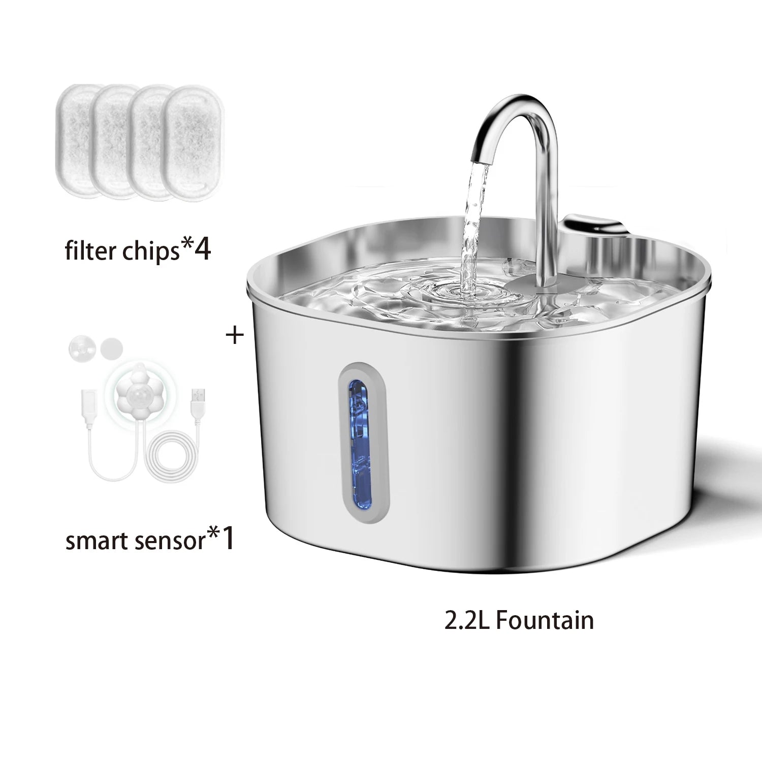 AquaPurr™ Automatic Cat Water Fountain (2.2L Stainless Steel)